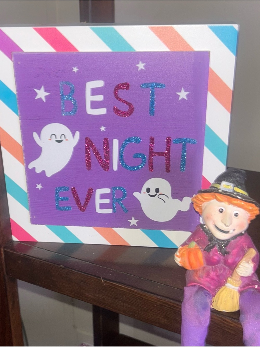 Best Night Ever Purple Halloween Sign